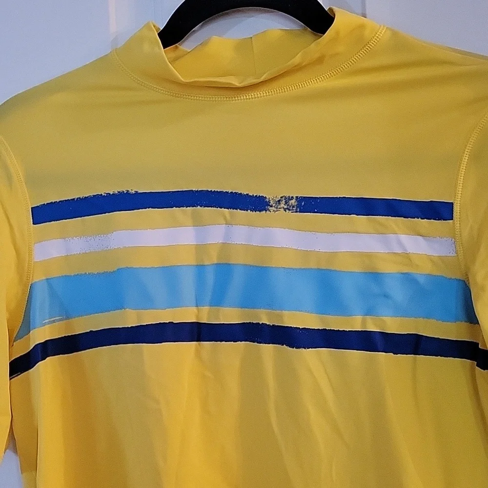 Lands end yellow with blue strip rashguard large 14-16